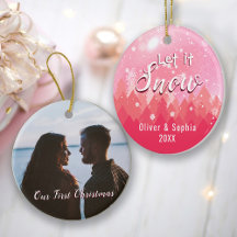 Deixar Neve Primeira Foto de Natal Rosa