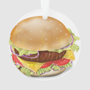 Ornamento Delicioso hambúrguer ou cheeseburger.
