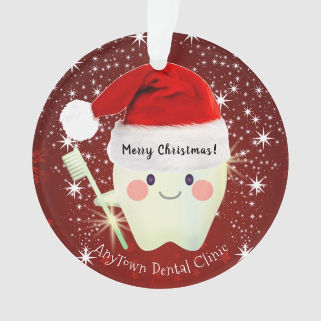 Ornamento Dente feliz em Santa Hat    Ornament (Frente)