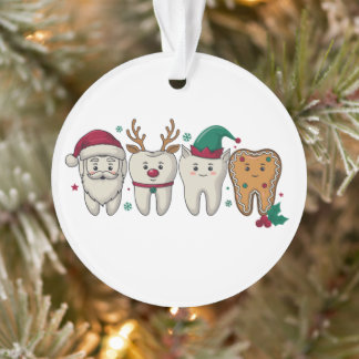 Ornamento Dentista Natal Higienista Dentário Papai Noel Rena