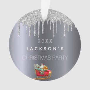 Ornamento Derrame de prata de Natal velho trenó vermelho