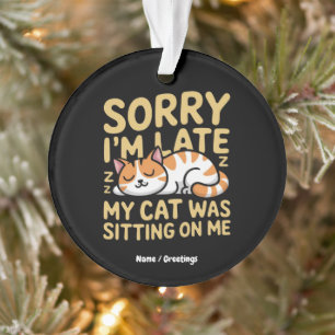Ornamento Desculpe, estou atrasado, meu gato estava sentado