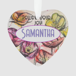 Ornamento Desdecoração de Nome de Molas de Aquarela Rosa