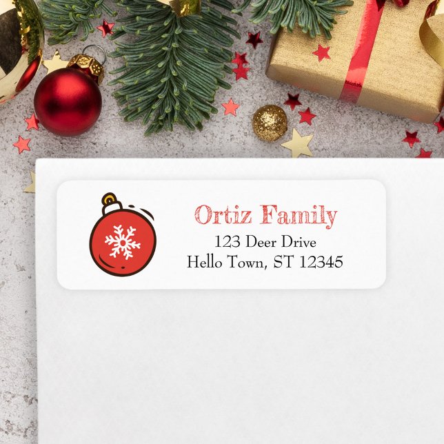 Ornamento desenhado à mão, etiqueta de Natal (Christmas Ornament Address Label)