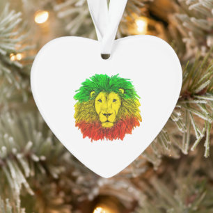Ornamento Desenho da cabeça de leão Rasta vermelho amarelo v