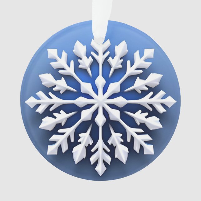 Ornamento Desenho Detalhado de Floco de Neve Branco (Frente)