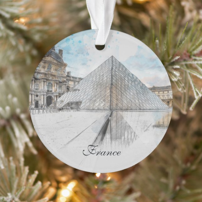Ornamento Desenho em aquarela do Louvre Paris, França (Árvore)