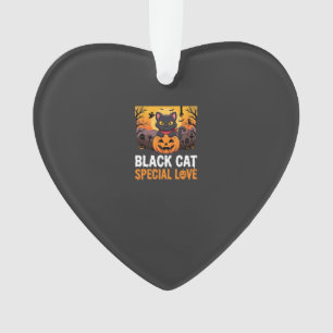 Ornamento Desenho Especial de Abóbora de Amor Gato Preto de 