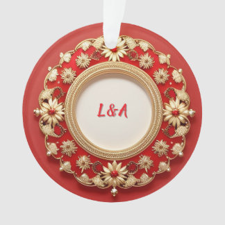 Ornamento Desenho Floral Circular Dourado Ornamentado