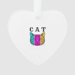 Ornamento Desenho Gráfico de Bloco de Cor de Gato Gravado Vi