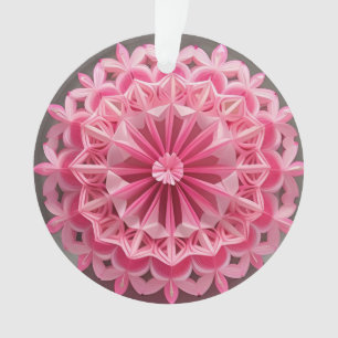 Ornamento Desenho Intrincado de Origami Floral Rosa