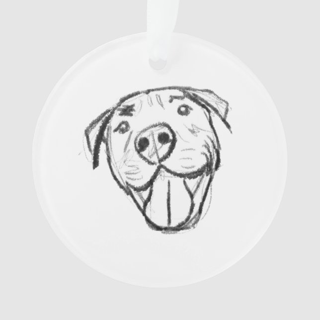 Ornamento desenho pitbull simples amantes de cães preto bran (Frente)