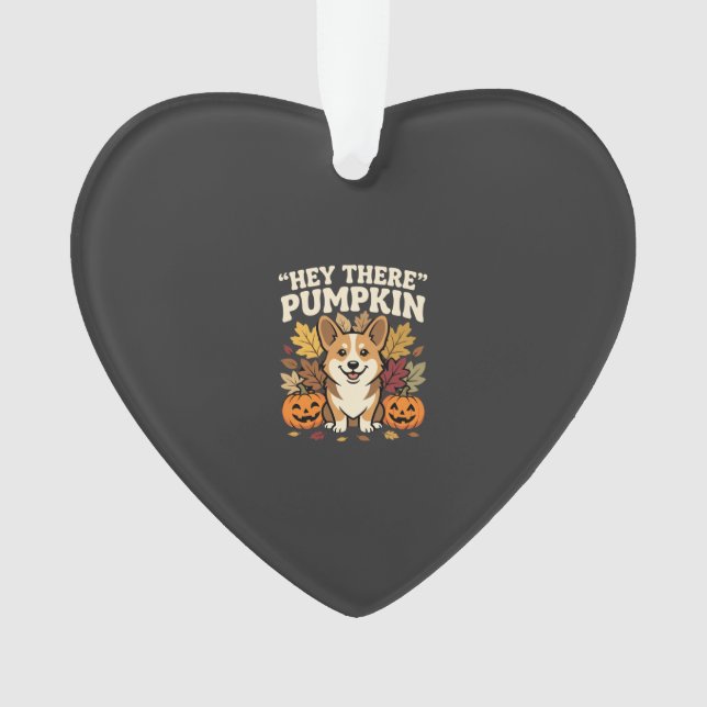 Ornamento Design de Abóbora Olá da Corgi no Halloween (Frente)