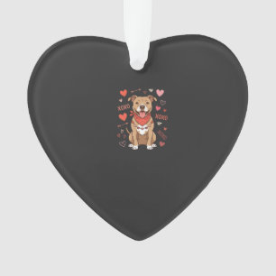Ornamento Design de Amor XOXO do Cão Pitbull no Dia dos Namo