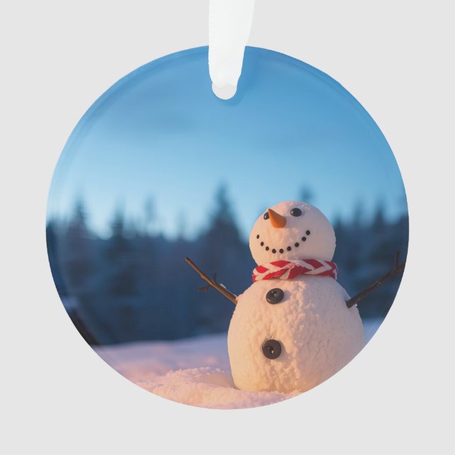 Ornamento Design de Boneco de Neve de Alegria Invernal (Frente)