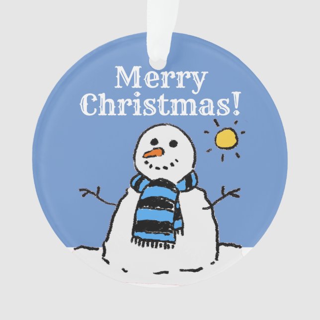 Ornamento Design de boneco de neve de Natal com Feliz Natal (Frente)