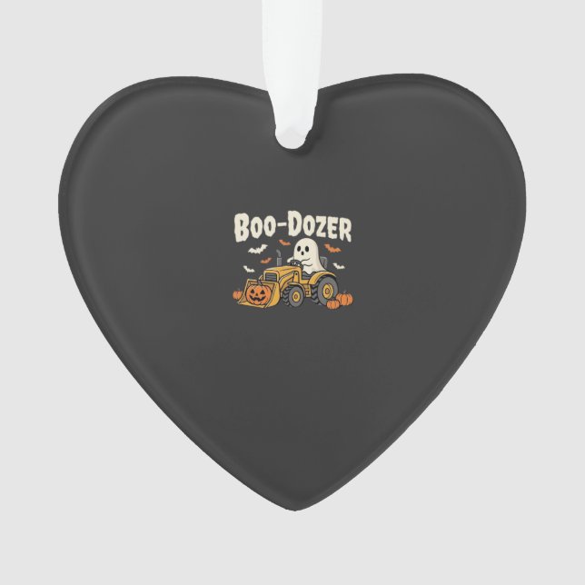 Ornamento Design de Bulldozer Fantasma de Halloween Boo-Doze (Frente)