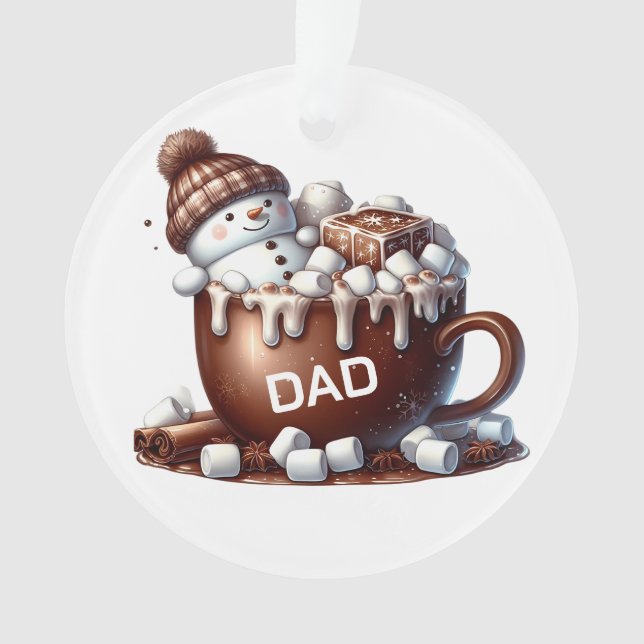Ornamento Design de Cacau com Boneco de Neve Fofo  (Frente)