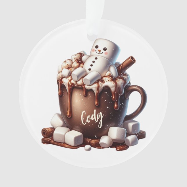 Ornamento Design de Cacau de Boneco de Neve Fofo  (Frente)