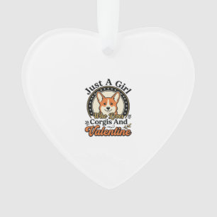 Ornamento Design de Corgi no Dia dos Namorados para Amantes 