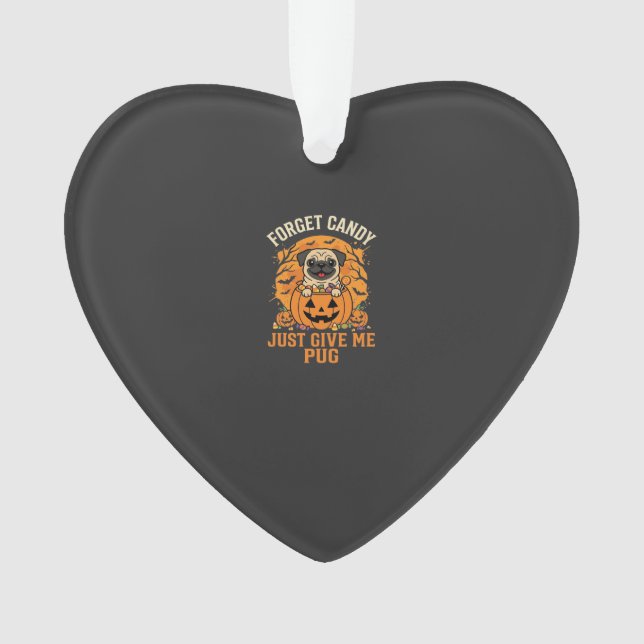 Ornamento Design de Doces de Halloween Engraçado Pug_1 (Frente)