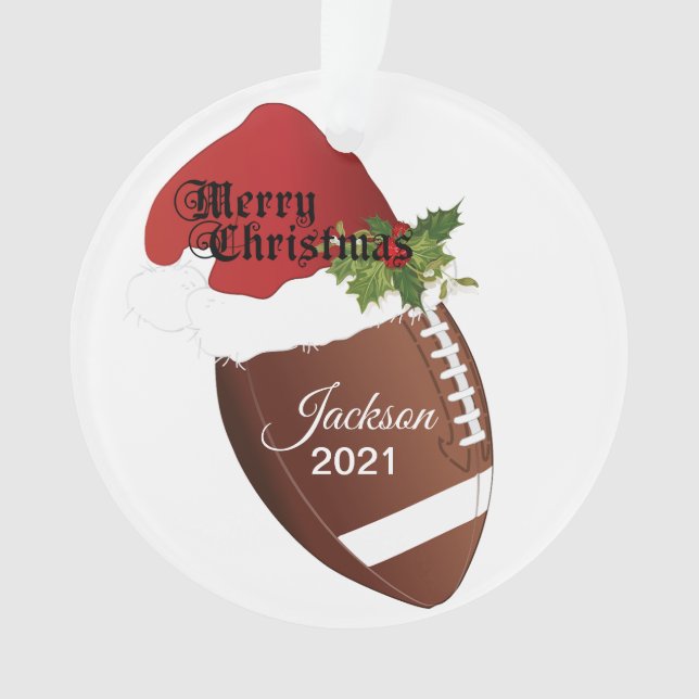 Ornamento Design de Futebol de Santa Hat | DIY Name (Frente)