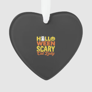 Ornamento Design de Halloween da Senhora Gato Assustador_1