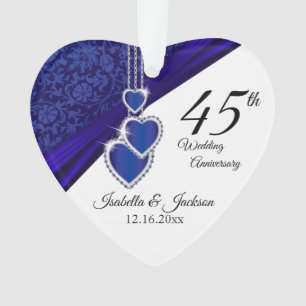 Ornamento Design de Lembrança de Bodas de Safira de 45 Anos