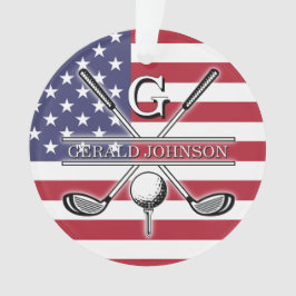 Ornamento Design de Monograma de Golfe da Bandeira Americana