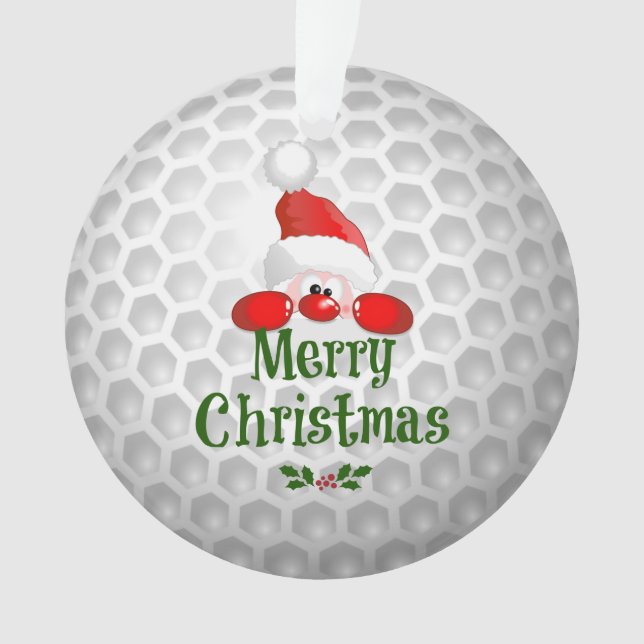 Ornamento Design de Natal de Golf Ball, Feliz Natal, (Frente)