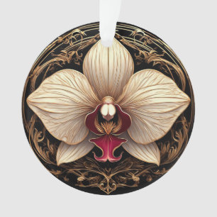Ornamento Design de Orquídea Dourada Elegante