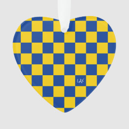 Ornamento Desktop Checkerboard INTIALS Blue Yellow Fan Club