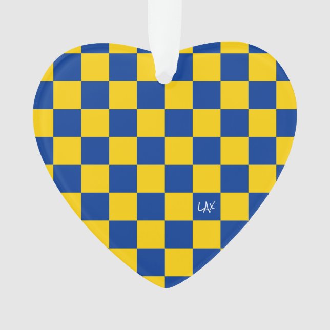 Ornamento Desktop Checkerboard INTIALS Blue Yellow Fan Club (Frente)