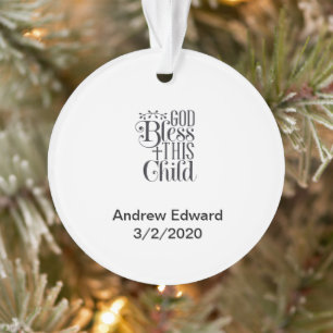Ornamento Deus abençoe Esta Criança Cristã Novo Batismo Bebê