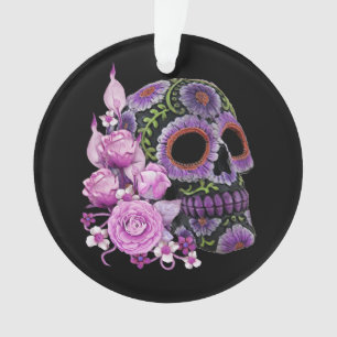 Ornamento Dia da Morte - Pano De Açúcar Preto, Floral, Rosa