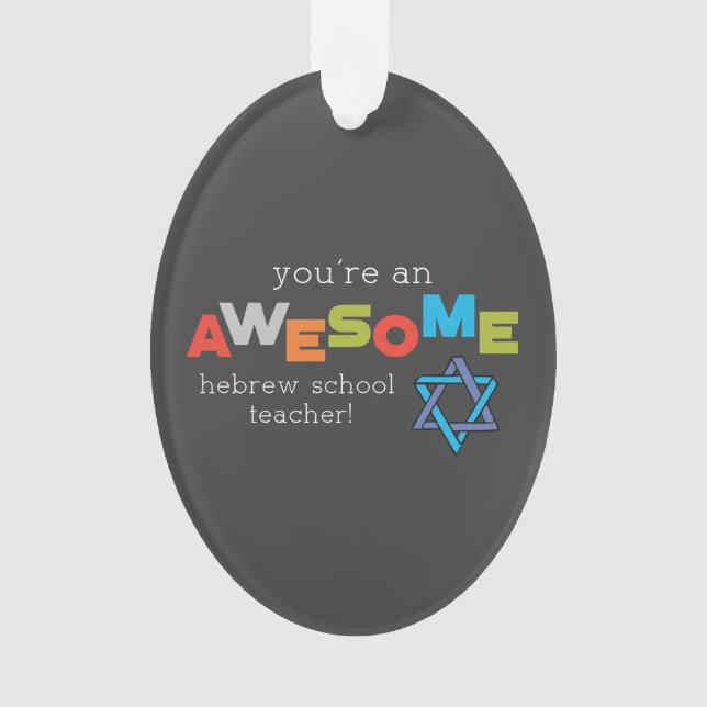 Ornamento Dia de Apreciação de Professores da Escola Hebraic (Frente)