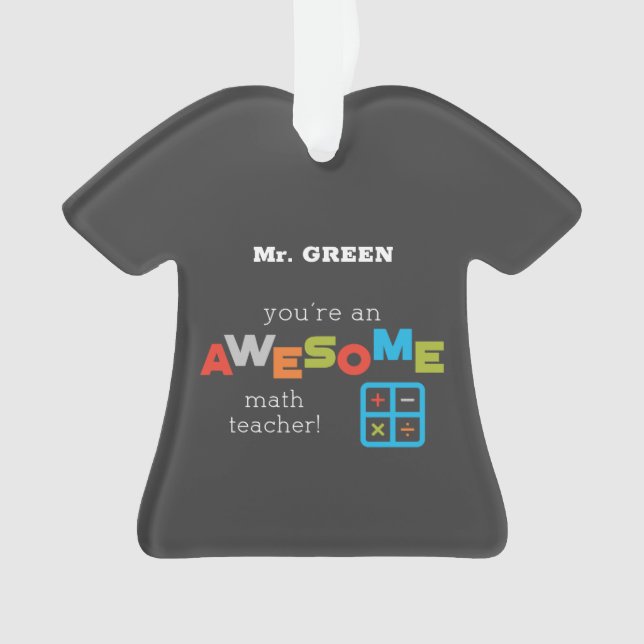 Ornamento Dia de Apreciação do Professor de Matemática, Incr (Frente)