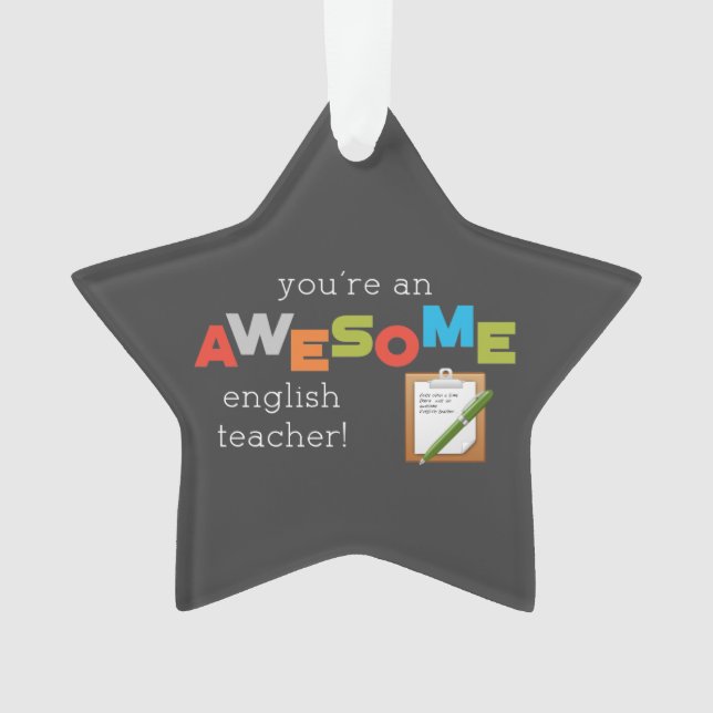 Ornamento Dia de Apreciação do Professor Inglês, Incrível (Frente)