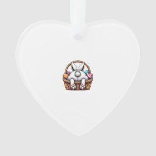 Ornamento Dia de Páscoa Cesto de Coelho Fofo Caça Ovo de Cho
