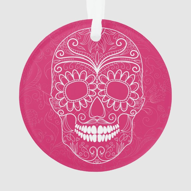 Ornamento Dia do crânio cor-de-rosa inoperante (Verso)