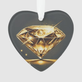 Ornamento Diamante Amarelo e Coração Acrílico Multicor