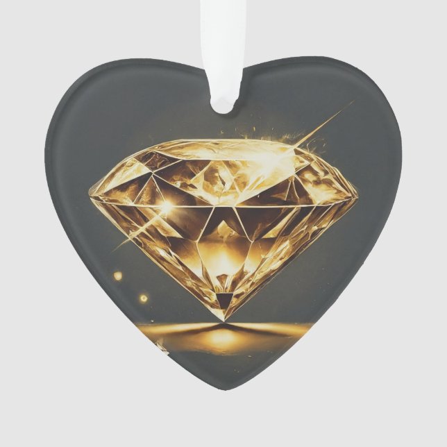 Ornamento Diamante Amarelo e Coração Acrílico Multicor (Frente)