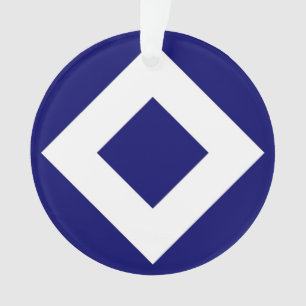 Ornamento Diamante Azul Profundo, Borda Branca Negrito