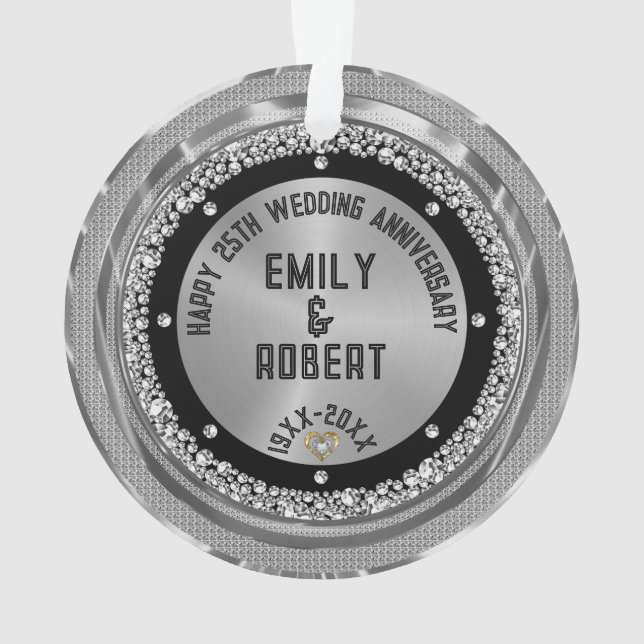 Ornamento Diamantes brancos e ouro do 25 (Verso)