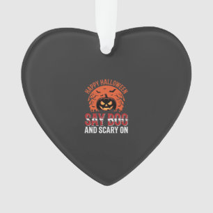 Ornamento Diga Boo Design de Abóbora de Halloween_1