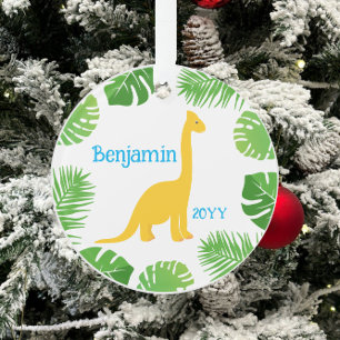 Ornamento Dinossauro Amarelo Brontossauro Lembrança Natal