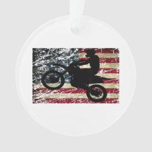 Ornamento Dirt Bike USA Flag T-Shirt Motocross American Flag