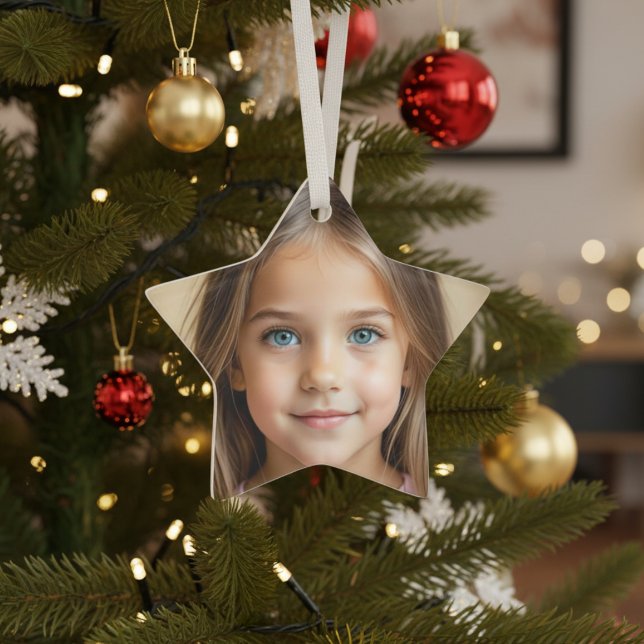 Ornamento Diversão FOTO Estrela de Natal personalizar (Criador carregado)