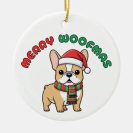 Ornamento do Bulldog Francês de Natal: Feliz Woofm