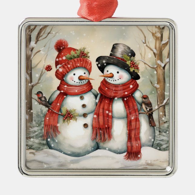 Ornamento do Casal de Neve (Frente)